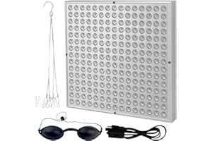 OUGPIU Home Tanning Lamp,Face and Body Sunlamp with Hanging Ring Hook and Blindfold,460nm Full Blue Therapy Lamp LED Skin Tanning Light with 225pcs LEDs 15W,Eye Protection Self Tanning Machine for Face,Body