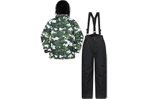 Mountain Warehouse Kids Snow Resistant Ski Jacket and Pants Set - Front Pockets, Fleece Lined, Integrated Inner Dress - Snowboarding Winter