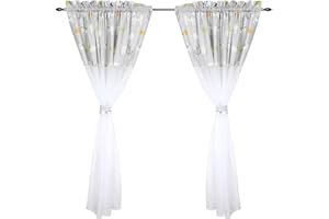 ‎TUPTAM TupTam Kinderzimmer Voile Vorhänge Baby Gardinen mit Tunnelzug Set, Farbe: Lama Grau, Größe: ca. 140 x 160 cm