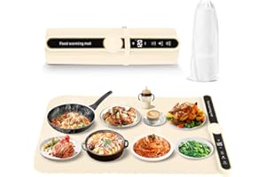 Neulriscn Food Warming Mat, Electric Food Warmer, Electric Warming Tray for Buffet Server, 9 Temperature Settings, 6 Timers, Waterproof Silicone Foldable Heating Mat for Home Parties, Gatherings