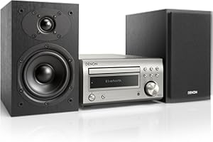 Denon D-M41 - Microcadena con lector de CD y Bluetooth, color plata y negro