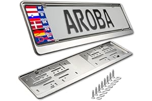 AROBA 2 x Portatarga auto di qualità premium, 100% acciaio inox lucidato V2A, per Austria e Slovenia (Targa delle dimensioni 520 mm x 120 mm)