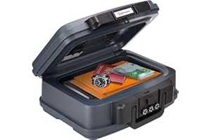 Brihard zertifizierte Dokumentenkassette 2117N, A5 - wasserdichte & feuerfeste Dokumentenbox mit Zahlenschloss, für Wertgegenstände & Dokumente, tragbarer Safe mit Griff – H 16,5 x B 38,2 x T 32,2 cm
