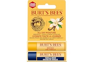 Burt's Bees Lip Balm Multipack, Lip Balm Value Set, Includes Beeswax with Peppermint & Vitamin E and Vanilla Bean, 2x4.25g