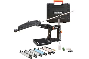 SHARPAL 202H Precisionsslipsystem för knivar, justerbar vinkel 10-35° | Knivslipningskit, 7 slipplattor: diamant 220/325/600/1000, våtsten 3000/6000, läderstropp, presentvänlig bärväska