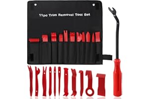 Tanstic 13 Pieces Car Trim Removal Tool Kit, Plastic No-Scratch Pry Tool Kit, Car Interior Trim Removal Tools, Fastener Remover, Car Door Panel Removal Tool with Storage Bag for Car Audio Radio (Red)