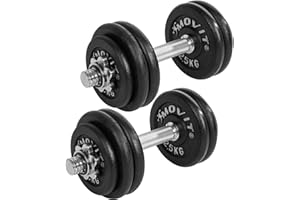 ‎MOVIT MOVIT Kurzhanteln PRO 2er Set, Gusseisen Hanteln, 20kg, 30kg, 40kg, 50kg, 60kg, Stange 30mm Standardnorm, Griff gerändelt, Sternverschlüsse, Hantel Set Kurzhantelset Gewichte