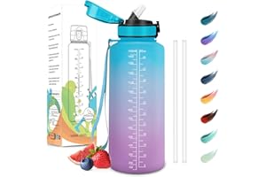 Motswedi Gourde Sport, 1500ml Anti-Fuite, Gourde avec Paille, sans BPA, Gourde Paille, Réutilisable, Gourde, Facile à Transporter, Bouteille d'eau pour Yoga, Camping, Cyclisme, Fitness, Bleu Violet