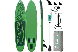 Feath-R-Lite Aufblasbares Stand Up Paddle Board Surfbrett SUP Komplettes Paddleboard Zubehör Verstellbares Paddel, Pumpe, ISUP Reiserucksack, Leine, wasserdichte Tasche, Erwachsene Paddelboard