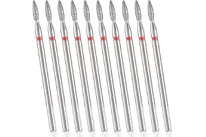 10 st professionell nagelbands-nagelborr med fodral flambit för nagelborr för död hud 3/32 tum naglar torr manikyr pedikyr form ta bort naglar salong verktyg manikyr hem röd rostfritt stål
