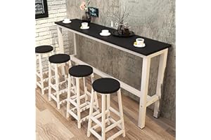 TANG SHI Modern Wooden Bar Table,Rectangle Console Sofa Table,Counter Height Dining Table Long Breakfast Kitchen Bar Table,Coffee Table Balcony Railing Table,Table Only ( Color : Black , Size : 55.1"L x 11.8"W