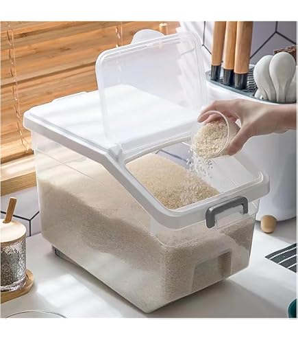 5kg Rice Storage Container 5KG Sealed Rice Dispenser With Measuring Cup ...