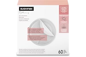 Suavinex, Discos Absorbentes de Lactancia. Desechables. Súper Transpirables. Extrafinos. Imperceptibles en la ropa. En bolsitas individuales de 2 uds. 60 Discos