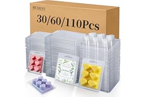 MUXIUNT Candle Plastic Wax Melts Heart Shape Clamshell Moulds 110 Pcs Packaging for Soy Wax Melts Soap Making Clear with Easy-Opening Release Design for Small Businesses Home DIY Crafts Scent Lovers