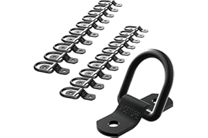 NACETURE Motorcycle Tie Down Anchor Hook Heavy Duty Alloy Steel - Dirt Bike Tie Down Strap Rings Accessories for Truck, Camper, Trailer, Truck Bed Tie Down Anchors (Black 20 Pack)