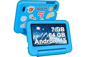 ‎SEBBE SEBBE Kinder Tablet Android 13, Kids Tablet 7 Zoll mit Quad Core | Kindersicherung | Vorinstalliert mit Kinder Apps | 3500mAh | WLAN | Kinder Bildung+Spiele | Bluetooth 5.0, Tablet mit Holster - Blau