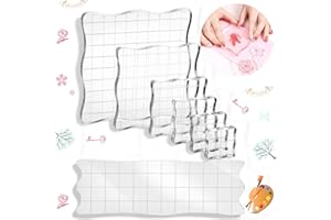 SOUNDZERO PhoenixDN 7 Pezzi Blocco Timbro Acrilico Strumenti, Timbri Trasparenti Blocchi, Blocco Acrilico Trasparente con Griglia, per Artigianato Scrapbooking, Ornamenti Artigianali Fai-Da-Te