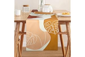 HANRUNSI Runner Tavola Moderno Boho Morandi Cotone Lino Antiscivolo Marrone Tovaglia Runner da Tavolo per Camera Hotel Caffè Feste Vacanze Rustico Country Outdoor Decorazioni per Matrimoni 33 cm x 183 cm