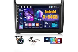 Fuluku 4+64G Android Autoradio für VW Polo 6R 6C 9N 2008-2016 mit Wireless Carplay&Android Auto, 9'' IPS Touch Screen Radio mit Bluetooth 5.0/GPS/Rückfahrkamera/FM/WiFi/SWC