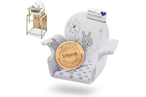 Schardt - Sitzverkleinerer Capucine - Für Baby Hochstuhl - Sitzkissen für Kinder - Mit Komfortablen Armlehnen - Geeignet für Hochstuhl X-TRA - Abwaschbare Sitzauflage - Rückseite Weiß Foliert