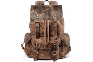 FANDARE Mochila de Senderismo Lienzo Mochilas de Marcha Mochilas de Ciclismo Trekking al Aire Libre Bolsa de Cuerda para Viaje Excursionismo Caminatas Acampadas o Uso Diari Daypacks Marrón