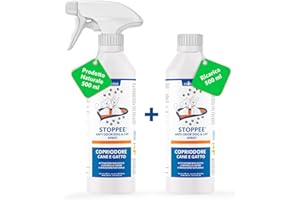 CLOSTER STOPPEE Elimina Odori e Scioglie Urina Feci di Cani Gatti - Igienizzante Spray Pulizia Lettiera Divani Sedile Auto - Antiodore Enzimatico Profumo di Mela Verde 500 ML + 500 ML