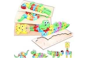 WDJLNZB Drewniane puzzle dla dzieci, drewniane puzzle dla dzieci od 1, 2, 3, 4 lat, zabawka edukacyjna, zabawka Montessori, zabawka edukacyjna, prezent na Boże Narodzenie, urodziny, dla chłopców i dziewczynek