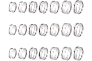 UNICRAFTALE 21 unidades, 7 tamaños, anillo de acero inoxidable, anillo de dedo acanalado, núcleo en blanco, anillos redondos vacíos de metal para fabricación de joyas, tamaño 6 ~ 12