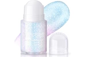 Noerrors Roll-on Holographic Body Glitter Gel for Body Face Hair, Sparkle Chameleon Color Changing Chunky Mermaid Sequins Body Glitter Gel Festival Party Body Shimmer Glitter Makeup # Sparkling Pink