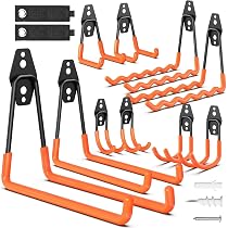 Faankiton Lot De 6 Crochets Garage Robustes - Acier Galvanisé - 3 Tailles - Vis Incluses - Rangement Murale