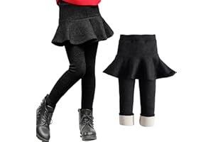 JiAmy Girls Leggings Fleece Lined Legging with Ruffle Skirt Winter Warm Pantskirt for Girl 3-12 Years