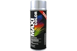 Maxi Color New Quality Lakier w sprayu, połysk, 400 ml, uniwersalny lakier nitrocelulozowy, szybkoschnąca farba w sprayu (RAL 9006 białe aluminium/srebrny błyszczący)