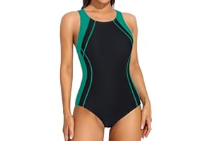 ATTRACO Swimming Costume Women Tummy Control Swimwear Athletic One Piece Swimsuit Racerback Padded Bathing Suit