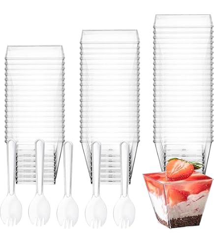 Set 96 Ciotoline Plastica 200ml - Riutilizzabili Per Dessert, Gelato, Aperitivi, Feste Ed Eventi