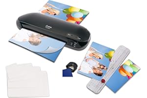 Juego de plastificación 4 en 1 de Olympia (plastificadora A 230 Plus con cizalla, láminas y redondeador de esquinas, 100 hojas mixtas de DIN A4 hasta tamaño de tarjeta de visita)