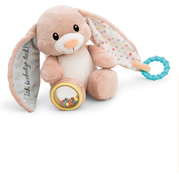 Nici Kuscheltier Esel Muli Mit Ringrassel – 14,5x7,5 Cm, Beige