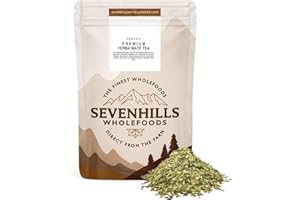 Sevenhills Wholefoods Organic Premium Yerba Mate Green Tea, pure leaf, unsmoked, from Brazil, for natural slow-release energy, 400g, Verde, Erva Mate, Chimarrao, South America