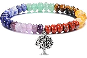 GEHECRST 7 Chakra Armband Edelstein Armbänder Natürliche Chakra Steine Yoga Armband Healing Reiki Energietherapie Glückbringen Edelstein für Damen Herren