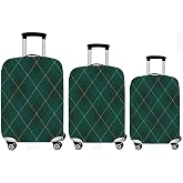 Smart Travel 3l&uuml; Set B&uuml;y&uuml;k Orta Kabin Boy Valiz Bavul Koruyucu Kılıfı &Ccedil;izgili Yeşil