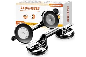 ADEL DREAM AdelDream Ventosa per Vetro 2 Ventose per Piastrelle Sottovuoto 120 Kg di Capacità di Carico per il Trasporto di Piastrelle Nero 32,5 cm x 12 cm x 7 cm