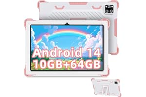 Semeakoko Tablette pour Enfant 10 Pouces Android 14 Kids Tablette avec 10GB+64GB(TF 1TB),Tablet Tactile Octa-Core,iWawa Éducative Apps Pré-Installé,Contrôle Parental, avec Protection Coque, Rose