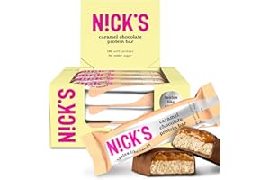 N!CK'S NICKS Barrette proteiche Cioccolato caramello, 15 g di proteine, 190 calorie, low carb caramel chocolate barretta proteica keto senza zucchero aggiunti, senza glutine (12 protein bars x 50 g)