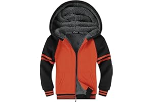 zitysport Boys Fleece Hoodie Kids Zippered Fleece Jacket Solid Sherpa Lined Hoodie Winter Flannel Hooded Sweatshirt Fashion Warm Jacket for Boys Girls Age 6-15 Years
