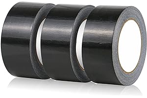 GENERIC Gaffer Tape Black- 48mm x 45m (Pack of 3) - Strong Duct Tape Heavy Duty Adhesive Cloth Tape, Super Sticky And Waterproof Gaffa Tape