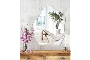 ‎JMITHA JMITHA Asymmetrischer Wandspiegel - Dekorativer Spiegel, Spiegelfliesen Selbstklebend, Badezimmerspiegel HD aus Glas, Tischspiegel