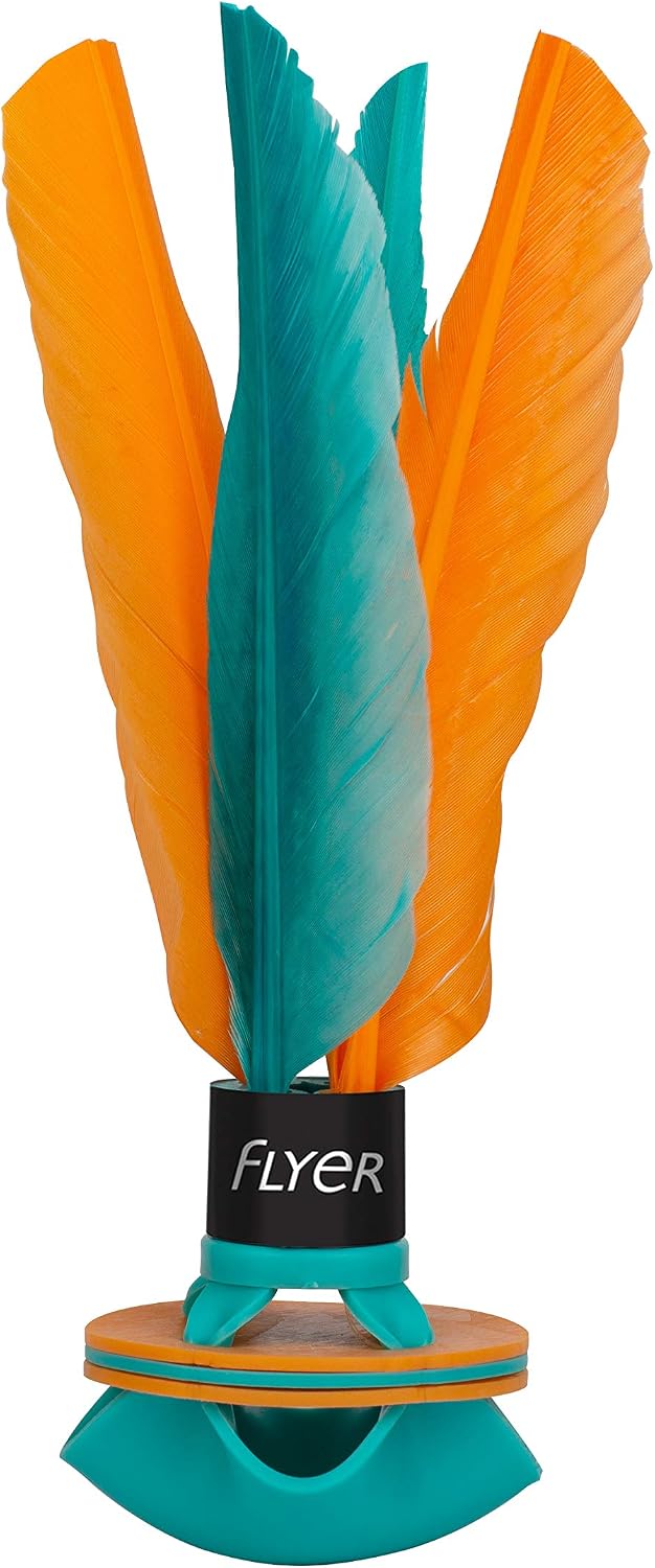 Waboba Flyer - Volante Indiaca de Goma para Jugar a Badminton en Interiores y Exteriores, Entrena tu Agilidad en Solitario o Juega Con Toda la Familia - Verde Menta y Naranja (22cm de Largo)
