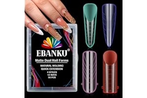 EBANKU 96PCS Unghie Finte Nail System Dual Nail Form, Riutilizzabili Nail Dual Form Multicolore Matte Stiletto Mandorla Nail Form Acrilico Tips Unghie con Scala Graduata per Unghie Strumenti, 4 Stili
