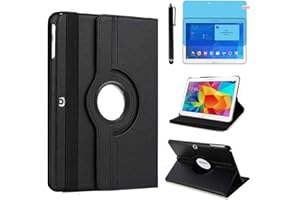 R.SHENGTE Custodia per Samsung Galaxy Tab 4 10.1 pollici 2014 (SM-T530 SM-T531 SM-T535) - Rotazione di 360 gradi Protettiva Completa Custodia Cover,Con Penna Stilo, Pellicola Schermo (Black)