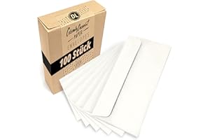 Japun - enveloppes blanches (100 pièces) en papier, enveloppe sans fenêtre - DIN longue - 220 x 110 mm
