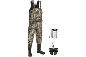 TideWe Chest Waders, Hunting Waders for Men Realtree MAX5 Camo with 800G Insulation, Waterproof Cleated Neoprene Bootfoot Wader, Insulated Hunting & Fishing Waders